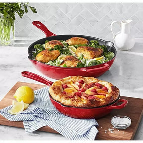 2-Piece Enamel Cast Iron Set, Red - Front