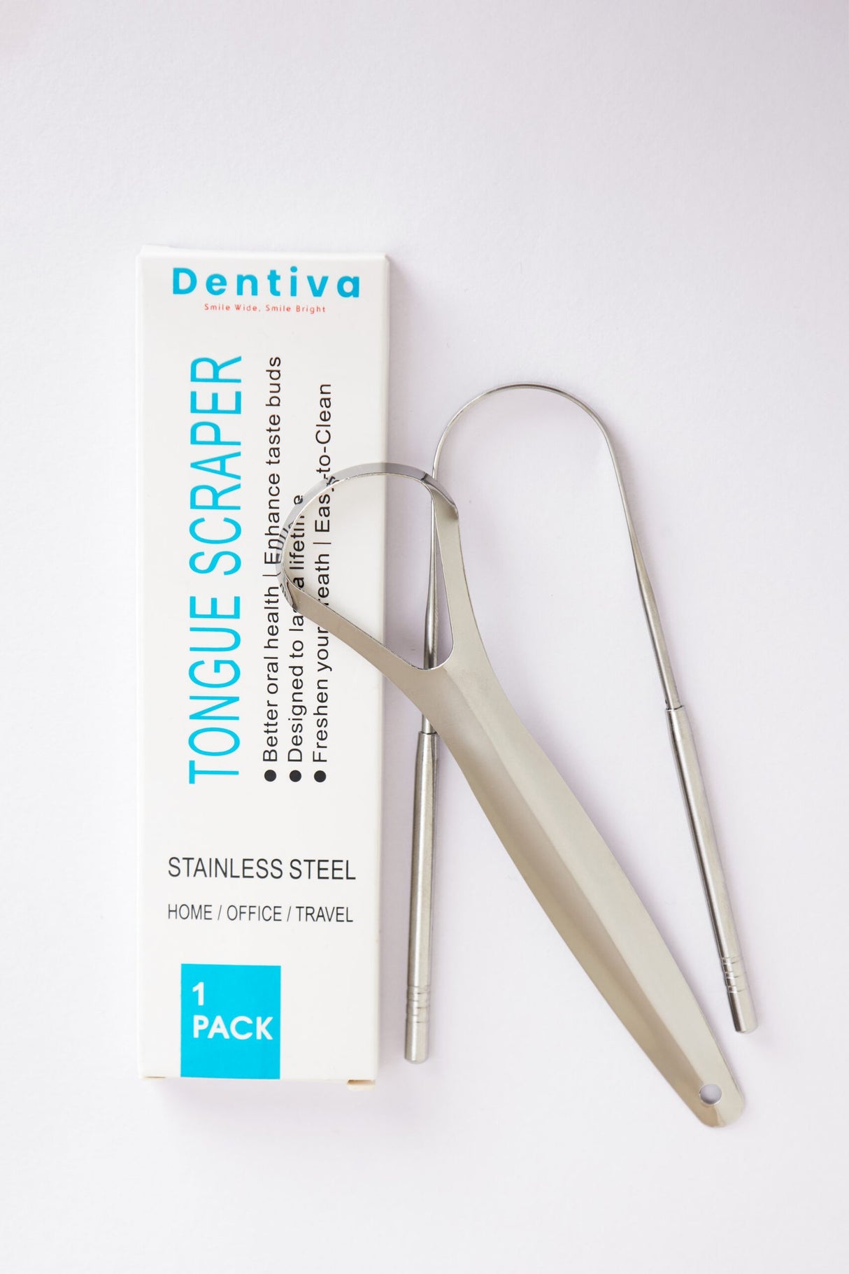 Reusable Tongue Cleaner in Kenya -Dentiva Stainless Steel Tongue Scraper 1Pack (Shape Varies)
