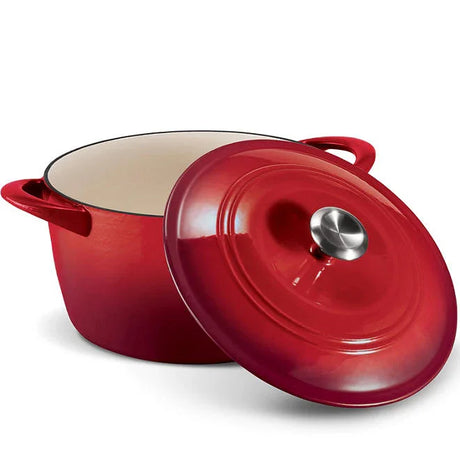 Tramontina 7 Qt Enameled Cast Iron Dutch Oven, Red - Front
