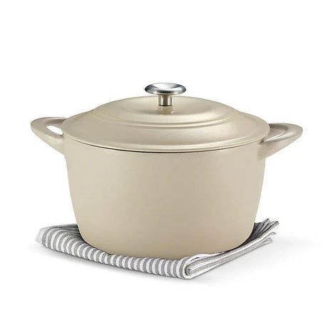 Tramontina 7 Qt Enameled Cast Iron Dutch Oven, Satin Sand - Front