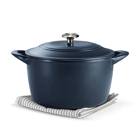 Tramontina 7 Qt Enameled Cast Iron Dutch Oven, Satin Navy - Front