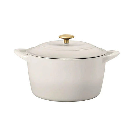 Tramontina 7 Qt Enameled Cast Iron Dutch Oven, Latte gold knob - Front