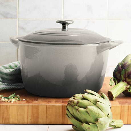 Tramontina 7 Qt Enameled Cast Iron Dutch Oven, Oyster - Front