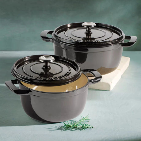 Tramontina 4 and 6 Quart Cast Iron Dutch Oven Set, Gun Metal - Front