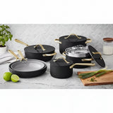 Member's Mark 11-Piece Modern Ceramic Cookware Set, Black - Front