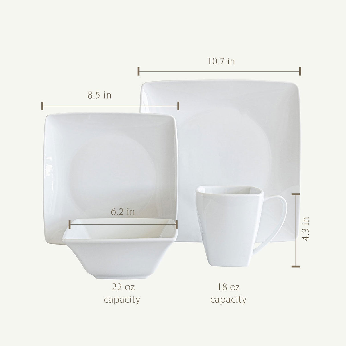 Dinnerware Set in Kenya - Over&Back 32-Piece White Porcelain Square