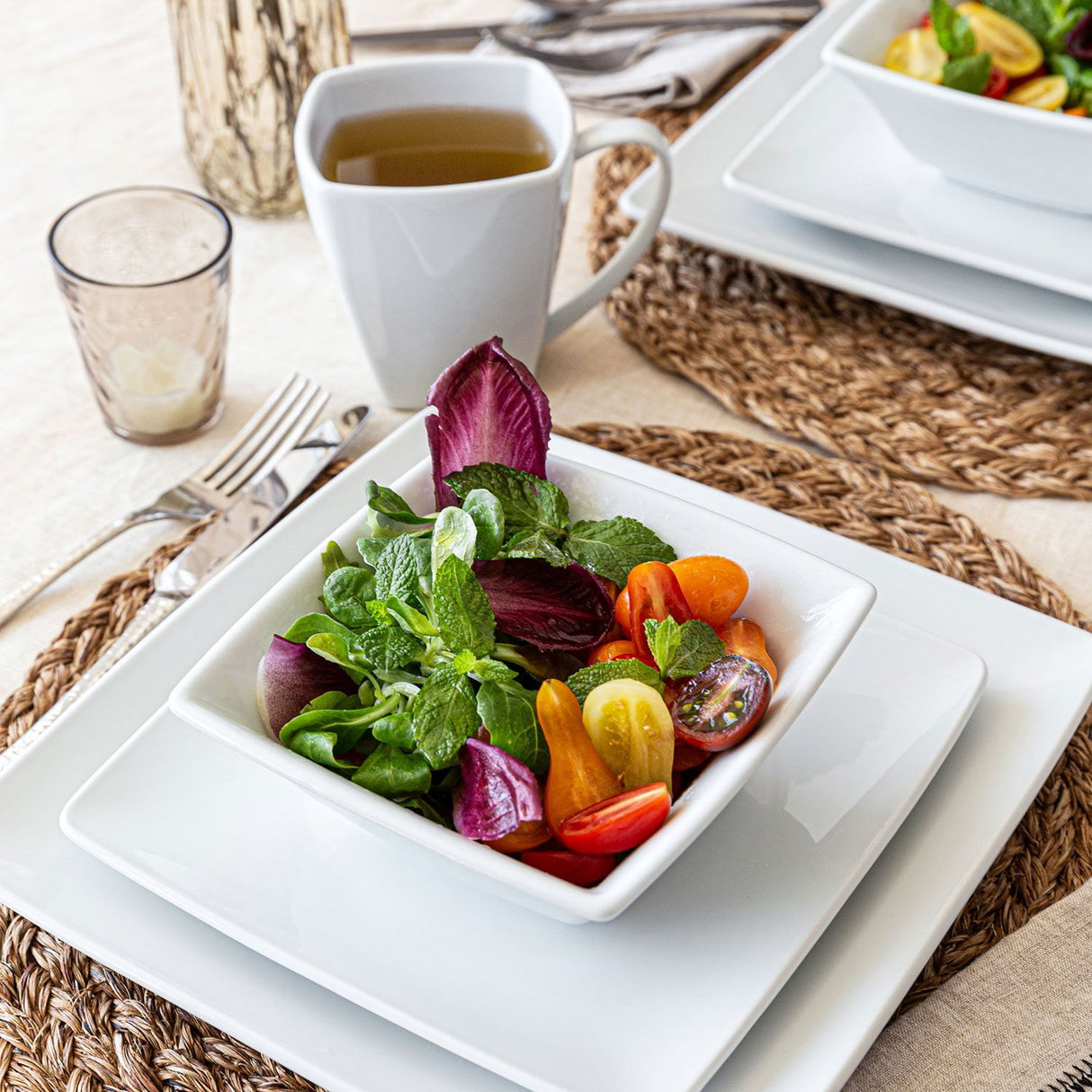 Dinnerware Set in Kenya - Over&Back 32-Piece White Porcelain Square