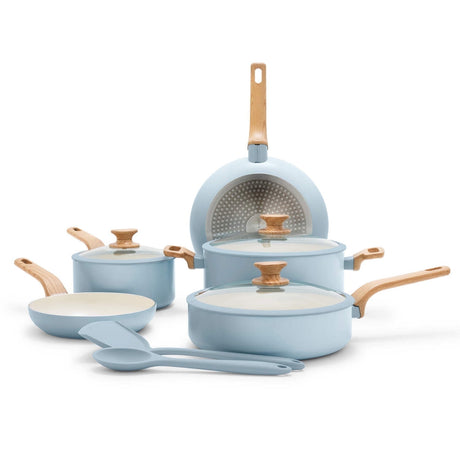 GreenPan Essence 10-Piece Ceramic Nonstick Cookware Set, Blue - Front