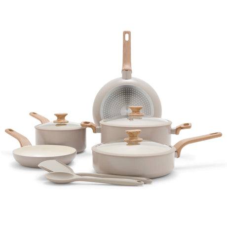 GreenPan Essence 10-Piece Ceramic Nonstick Cookware Set, Taupe - Front