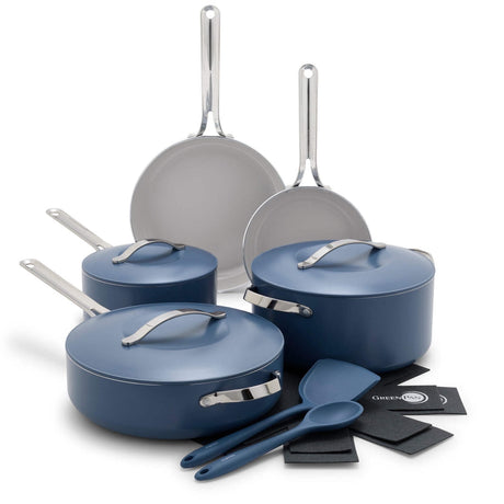 GreenPan Nova 10-Piece Cookware Set, Ocean - Front