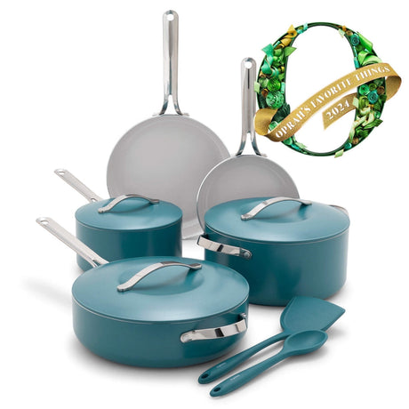 GreenPan Nova 10-Piece Cookware Set, Deep Teal - Front