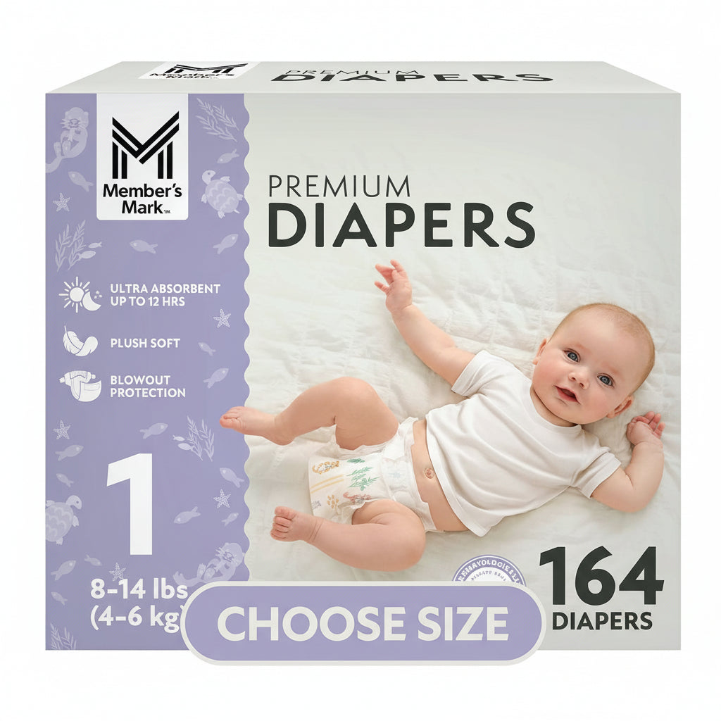 Member's Mark Size 1 Diapers, 164 Count