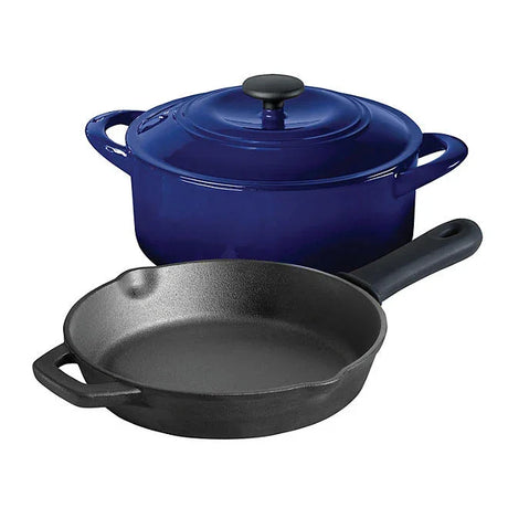 Tramontina 3-Piece Cast Iron Cookware Set, Blue - Front