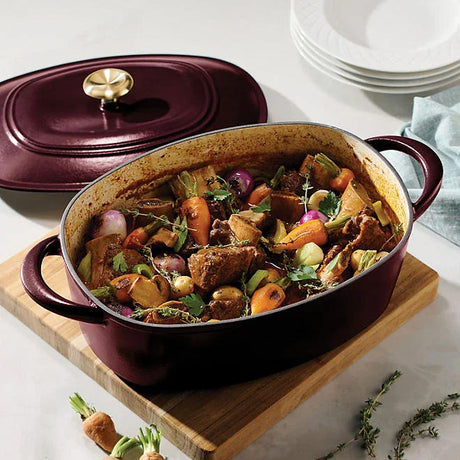 Tramontina Cast Iron Oval Dutch Oven Pot with Lid, CranBerry - Detail 6