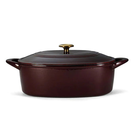 Tramontina Cast Iron Oval Dutch Oven Pot with Lid, CranBerry - Detail 3