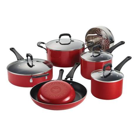 Tramontina 11-Piece Nonstick Cookware Set, Red - Front