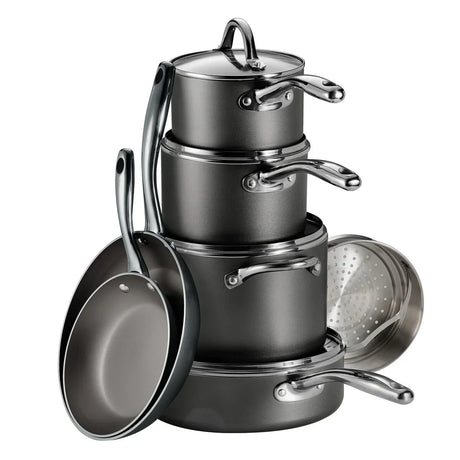 Tramontina 11-Piece Nonstick Cookware Set, Charcoal Gray - Front