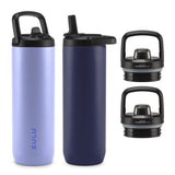 Zulu Base Stainless Steel Water Bottle with Lids (2 Pack)