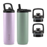 Zulu Base Stainless Steel Water Bottle with Lids (2 Pack)