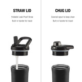 Zulu Base Stainless Steel Water Bottle with Lids (2 Pack)