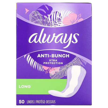 Always Anti-Bunch Xtra Protection Daily Liners, Long, Unscented (200 Count) - ShopUSA - Kenya