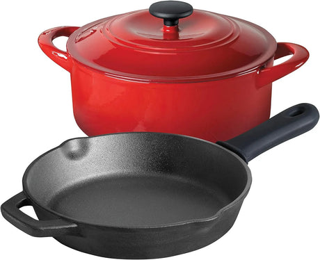 Tramontina 3-Piece Cast Iron Cookware Set, Red - Front