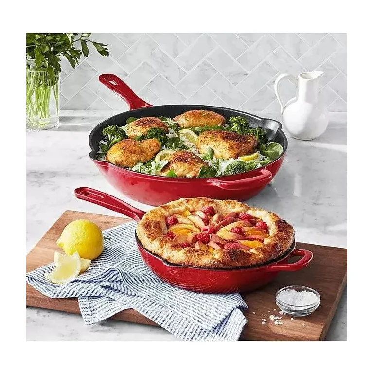 2-Piece Enamel Cast Iron Set, Red