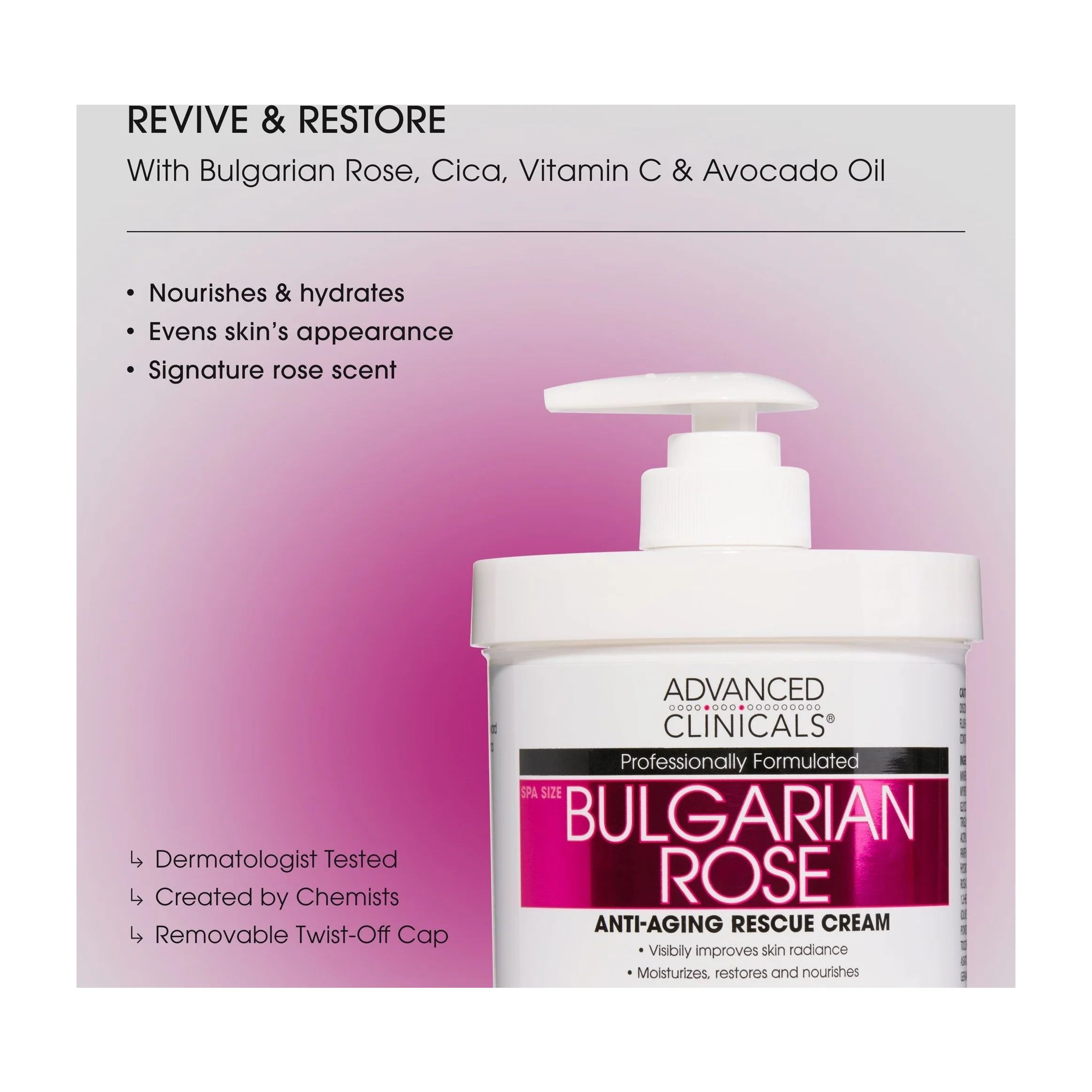 Anti Aging Moisturizing Body Cream -Advanced Clinicals  Bulgarian Rose
