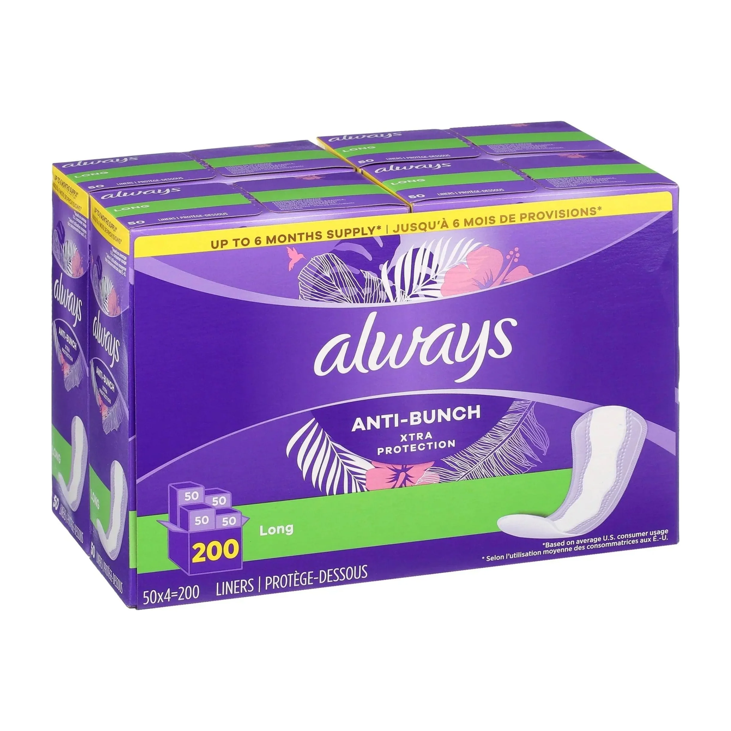 Panty Liners in Kenya - Always Anti-Bunch Long, 200 Count