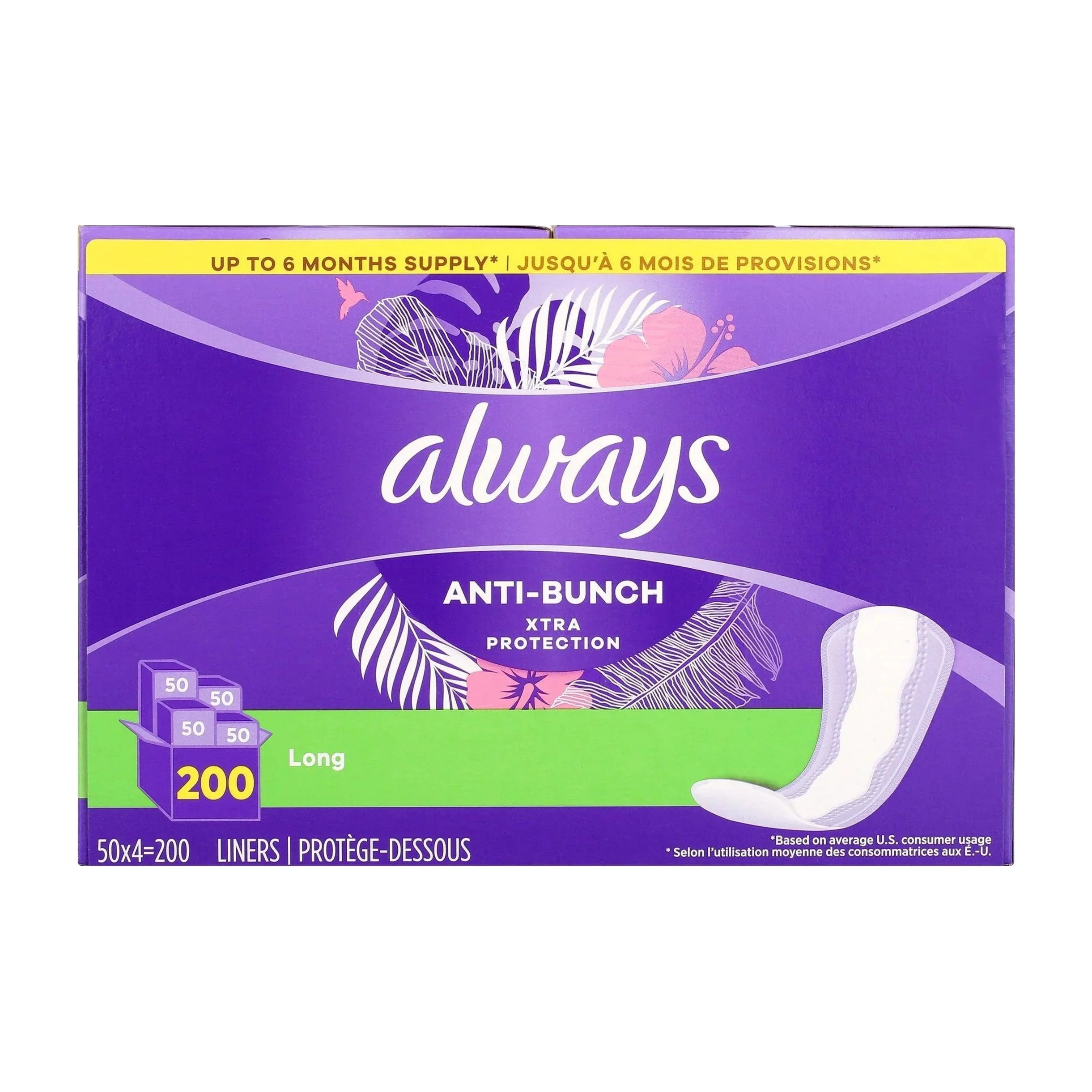 Panty Liners in Kenya - Always Anti-Bunch Long, 200 Count