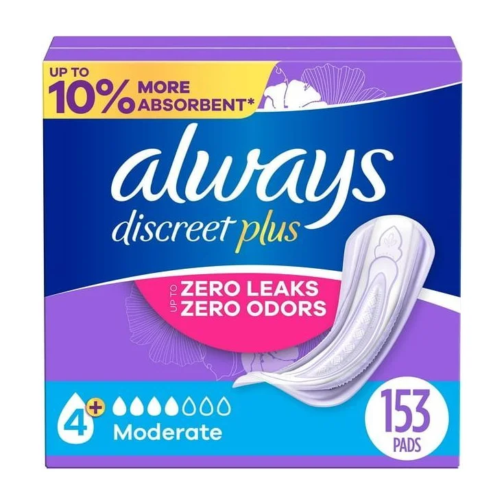 Always Discreet plus Incontinence Pads for Women, (choose size)