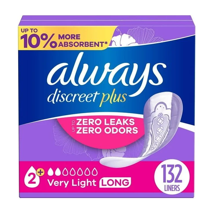 Always Discreet plus Incontinence Pads for Women, (choose size)