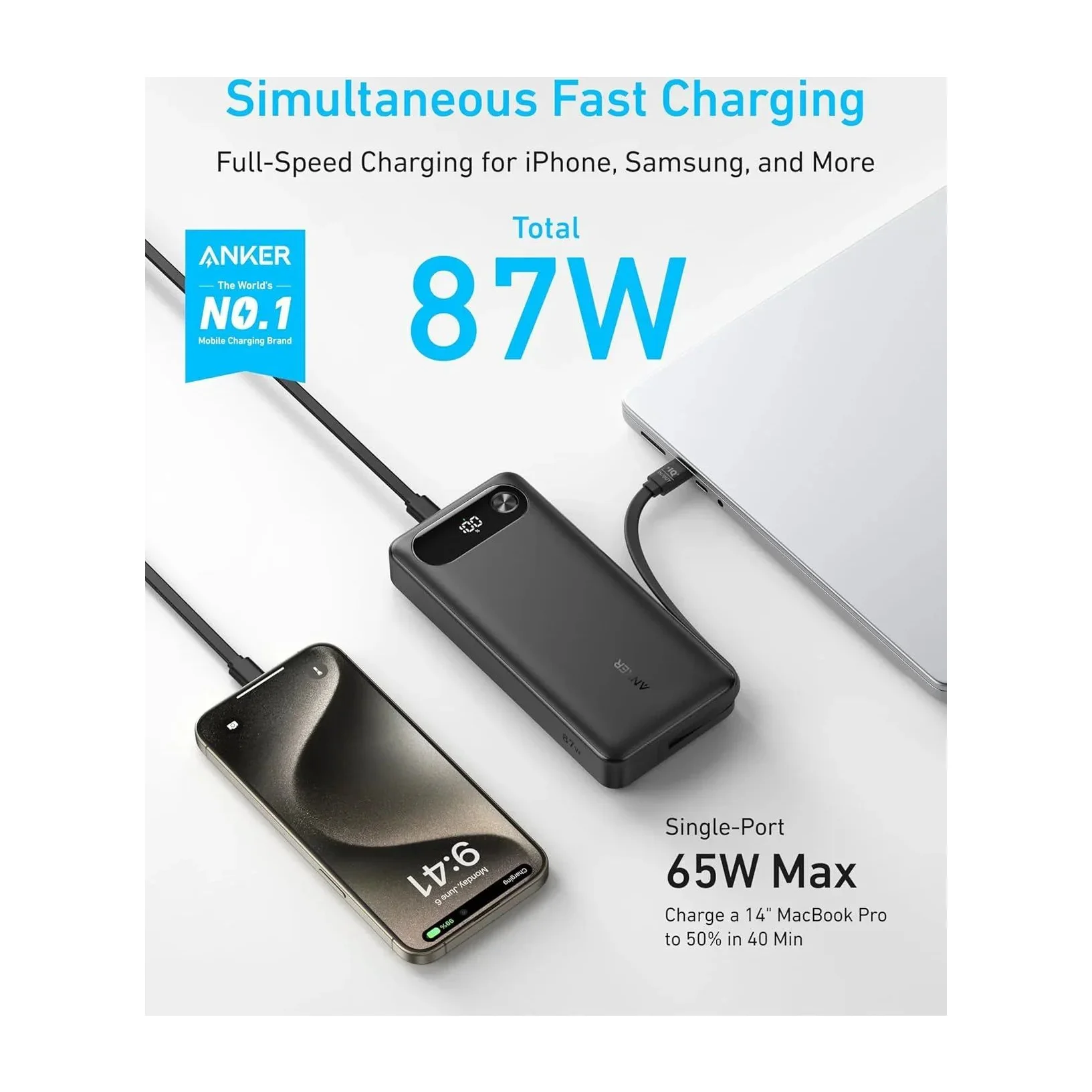 Anker Laptop Power Bank Portable Charger, 20,000mAh 87W