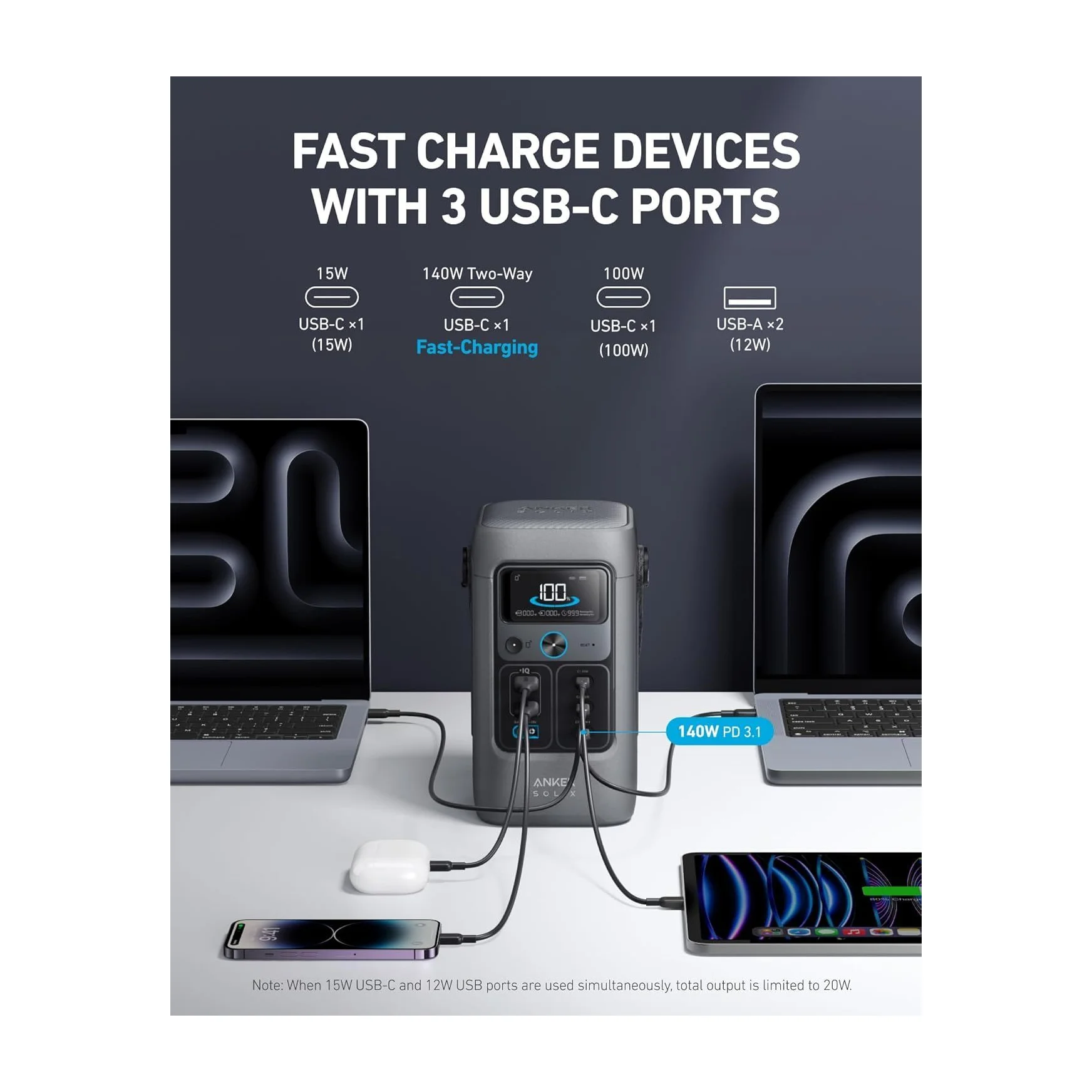 Anker SOLIX C200 Portable Power Station 192Wh 200W