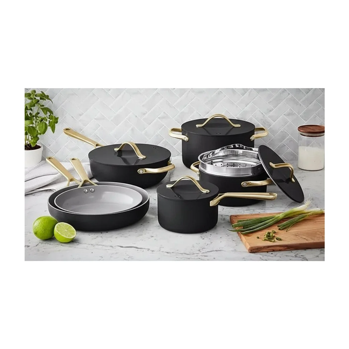 Member's Mark 11-Piece Modern Ceramic Cookware Set, Black