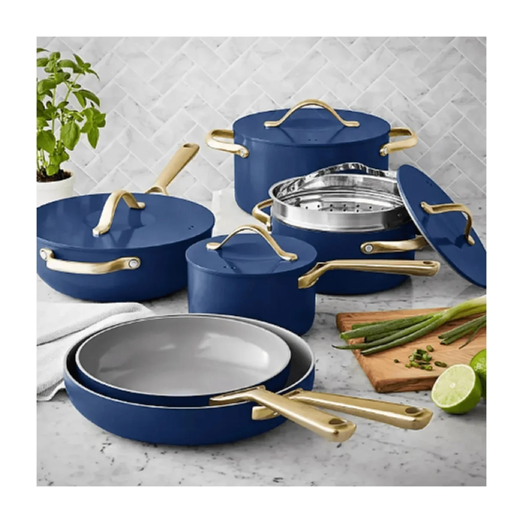 Member's Mark 11-Piece Modern Ceramic Cookware Set, Blue