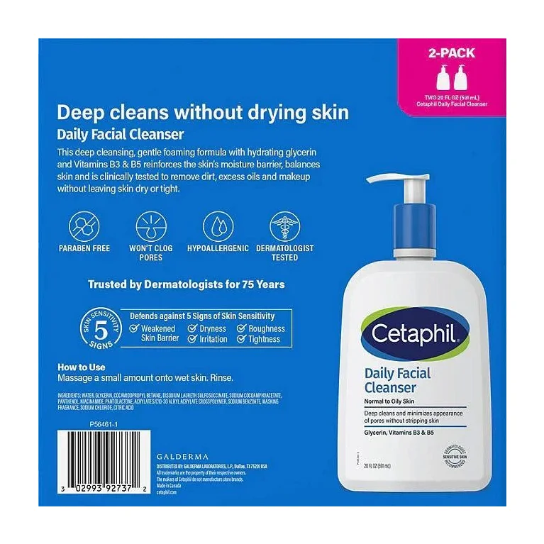 Cetaphil Daily Facial Cleanser (20 oz., 2 Pack)