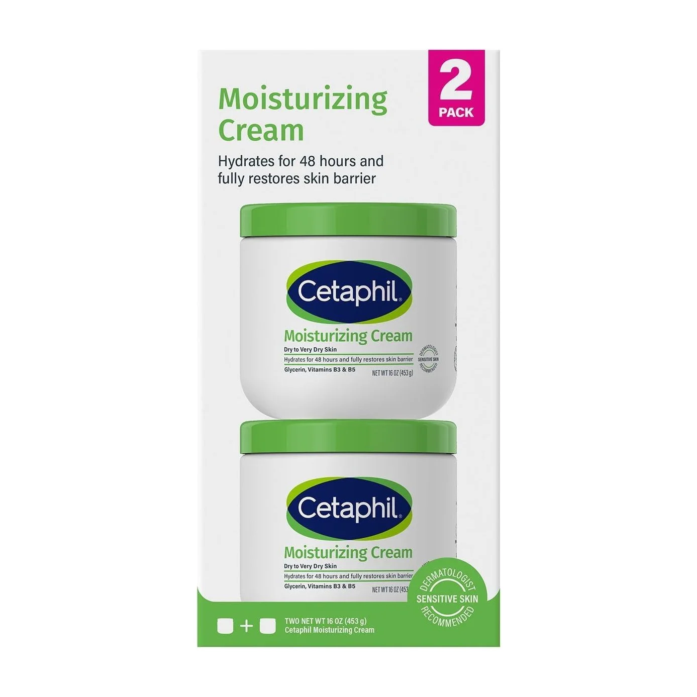 Cetaphil Moisturizing Cream for Very Dry, Sensitive Skin (2 Pack)