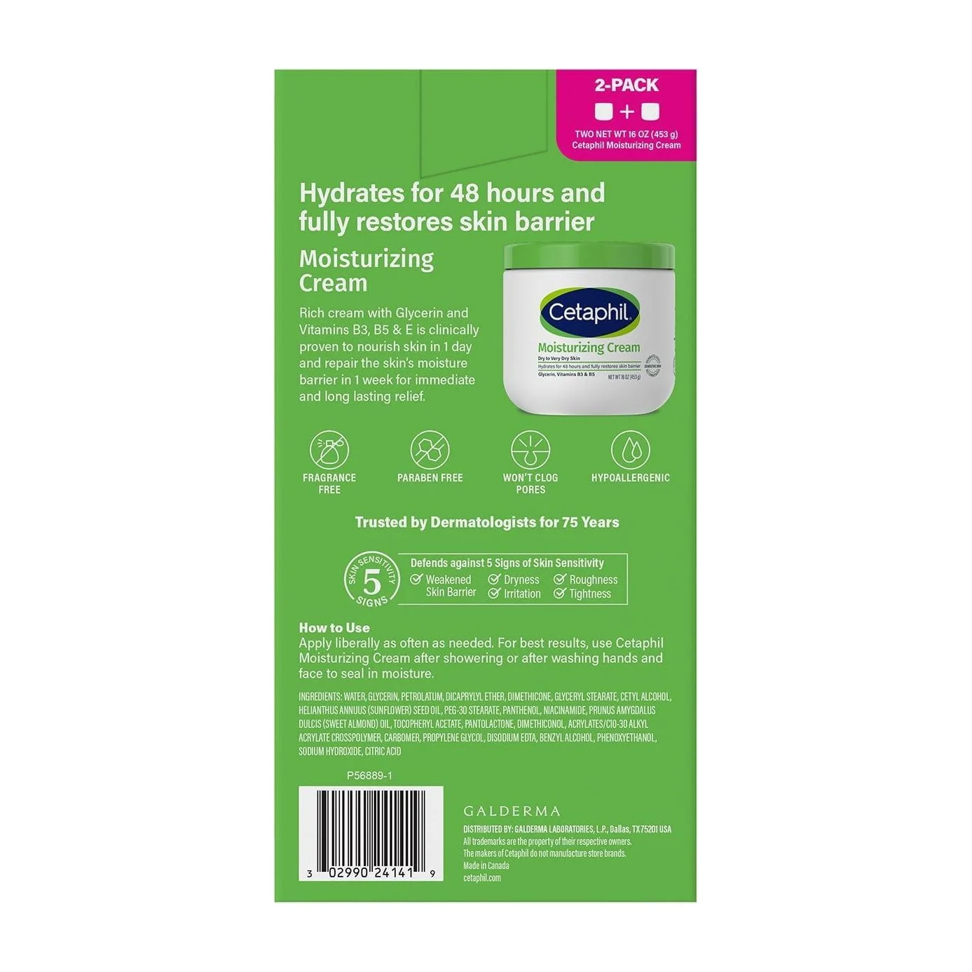 Cetaphil Moisturizing Cream for Very Dry, Sensitive Skin (2 Pack)