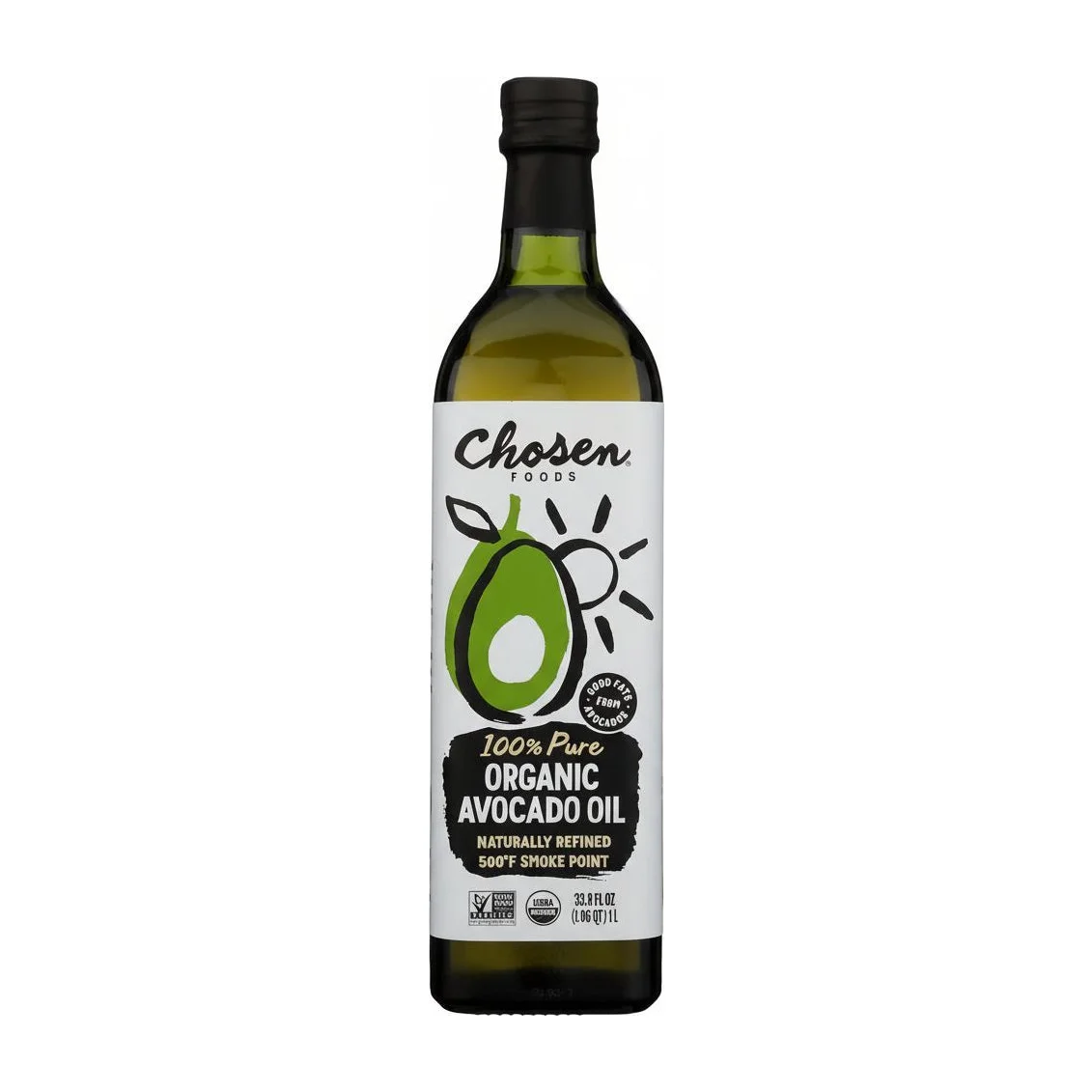 Chosen Foods Organic Avocado Oil 1L, Pure & Non-GMO