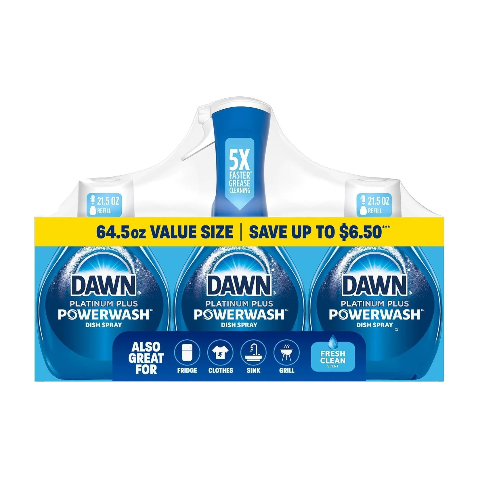 Dawn Platinum Plus Dish Spray, 1 Spray Bottle + 2 Refills