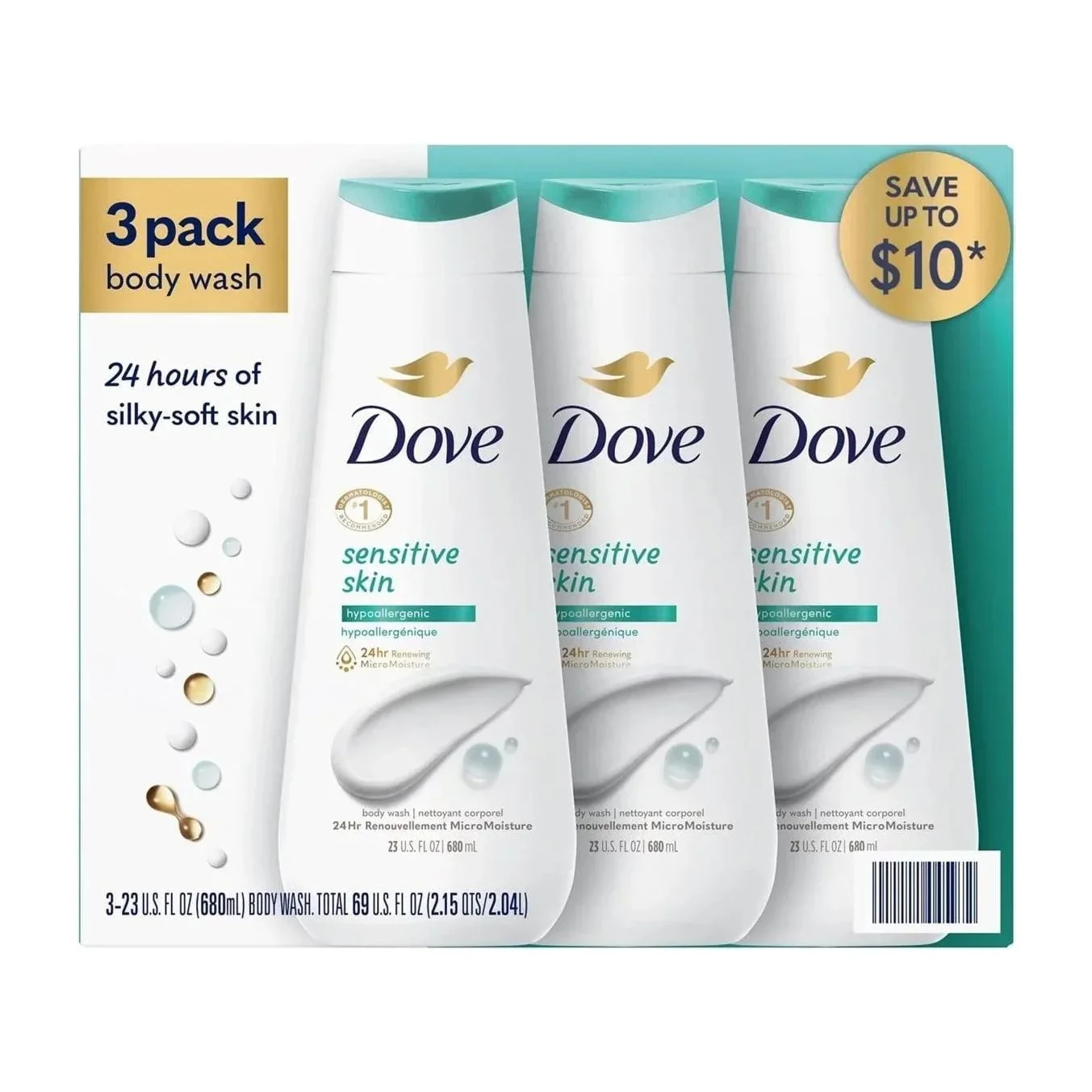 Dove Nourishing Body Wash, Sensitive Skin (Pack of 3)