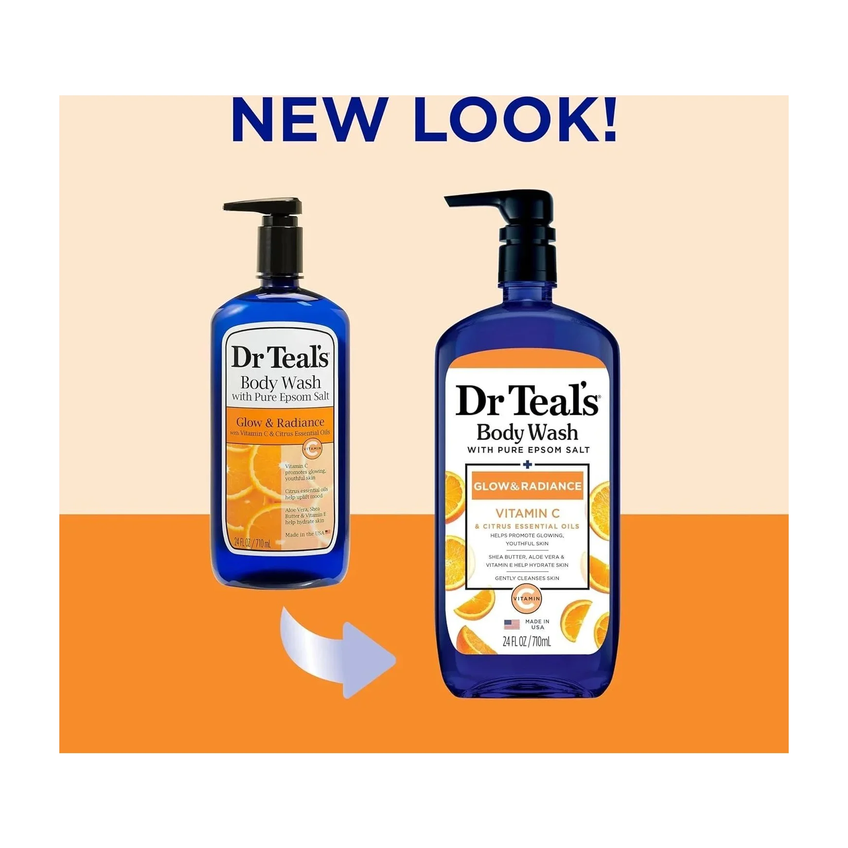 Dr Teal's Body Wash with Vitamin C and Citrus Essential Oils, 24oz