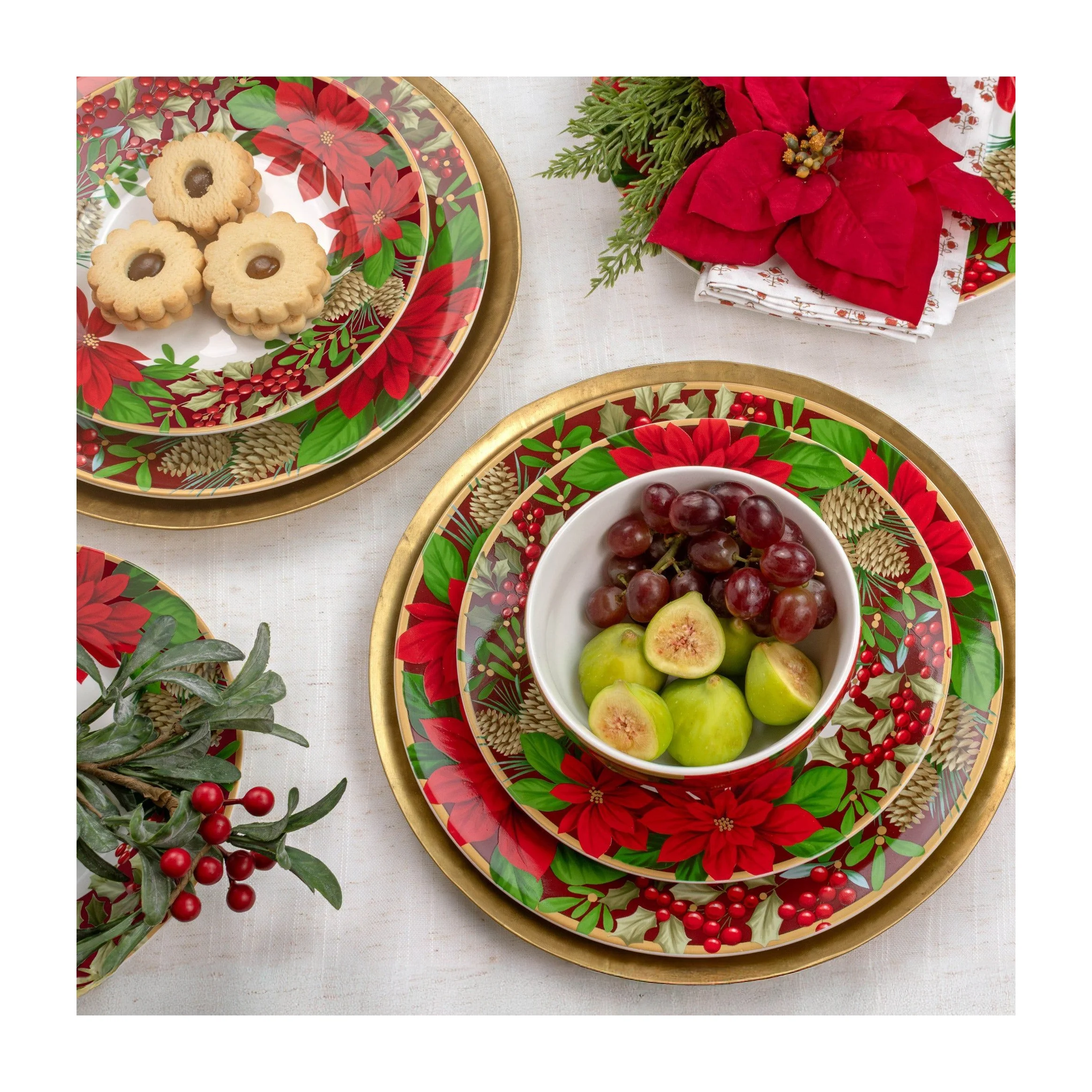 Dinnerware Set in Kenya - December Blooms 12 Piece