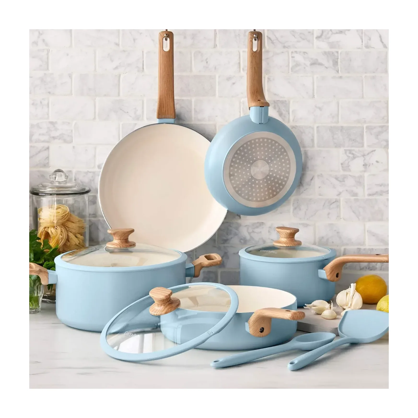 GreenPan Essence 10-Piece Ceramic Nonstick Cookware Set, Gray
