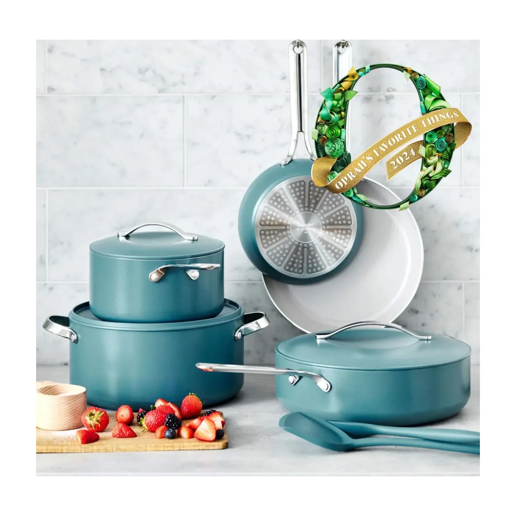 GreenPan Nova 10-Piece Cookware Set, Deep Teal