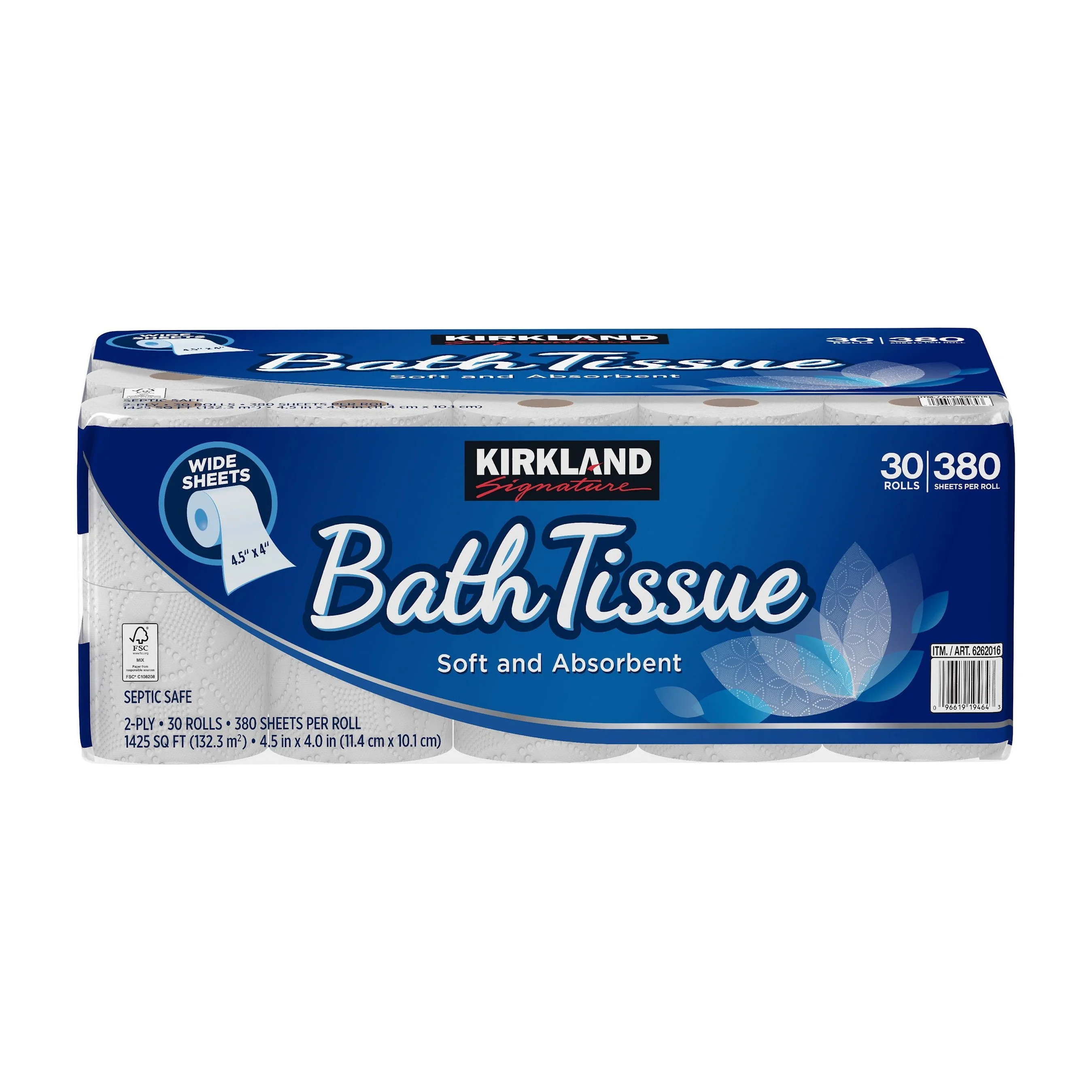 Kirkland Signature Bath Tissue Toilet Paper, 30 Rolls