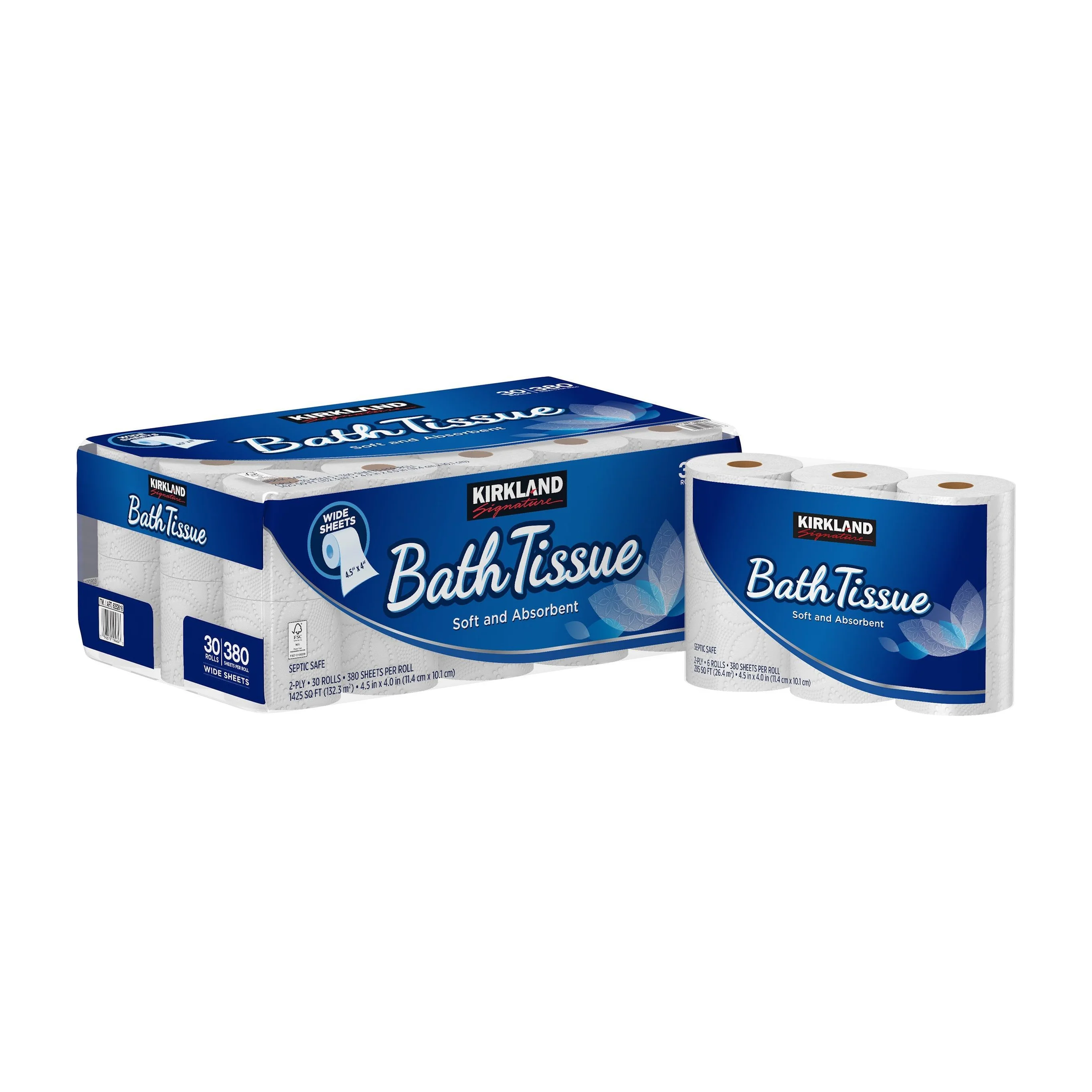 Kirkland Signature Bath Tissue Toilet Paper, 30 Rolls