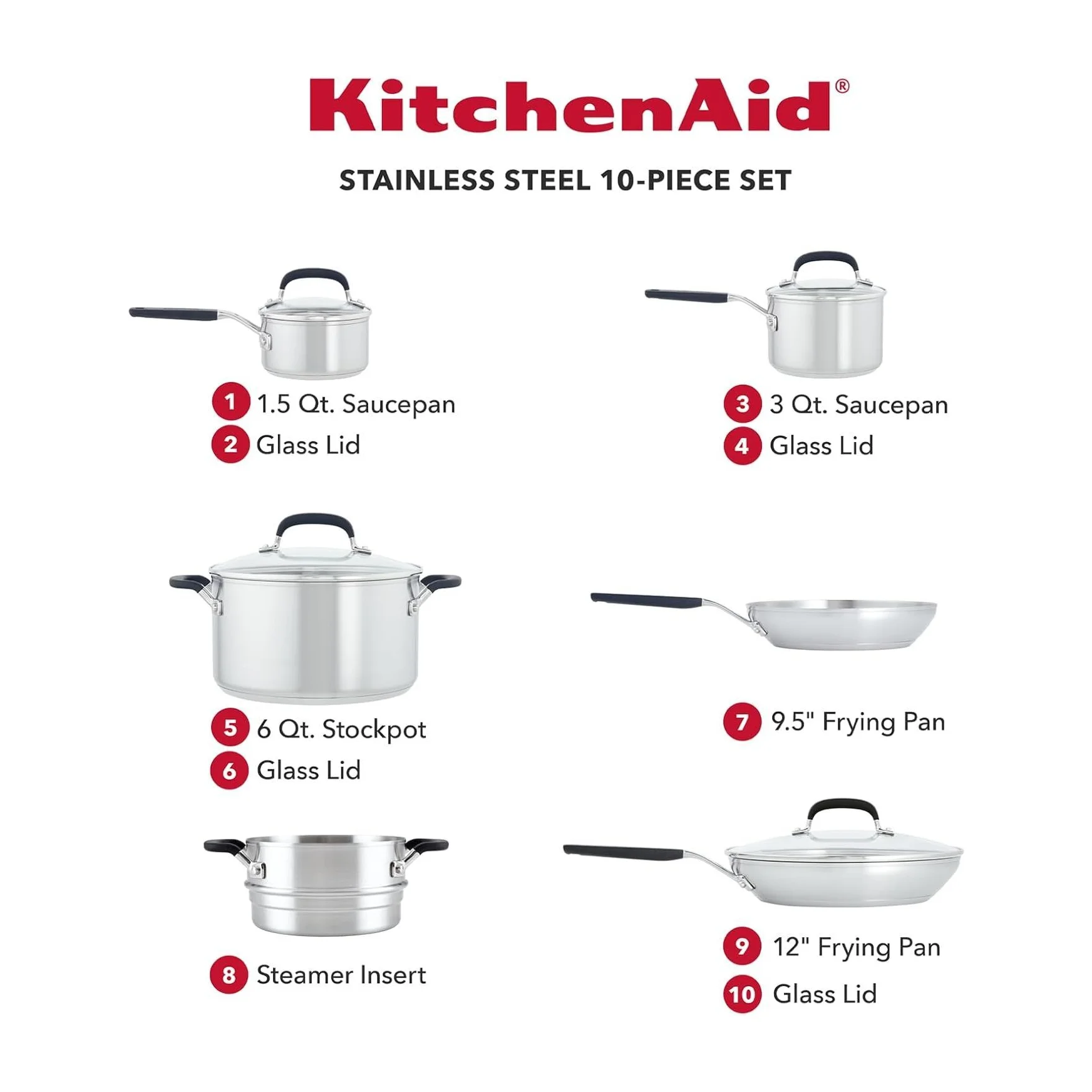 KitchenAid Stainless Steel Cookware Set in Kenya - 10 Piece