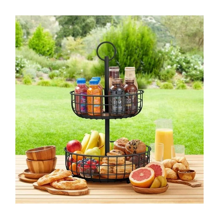 Member's Mark 2 Tier Wire Basket Stand, Black